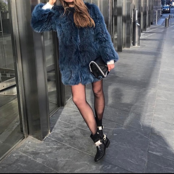 P.A.R.O.S.H Jackets & Blazers - Parosh Blue Fox Fur Coat